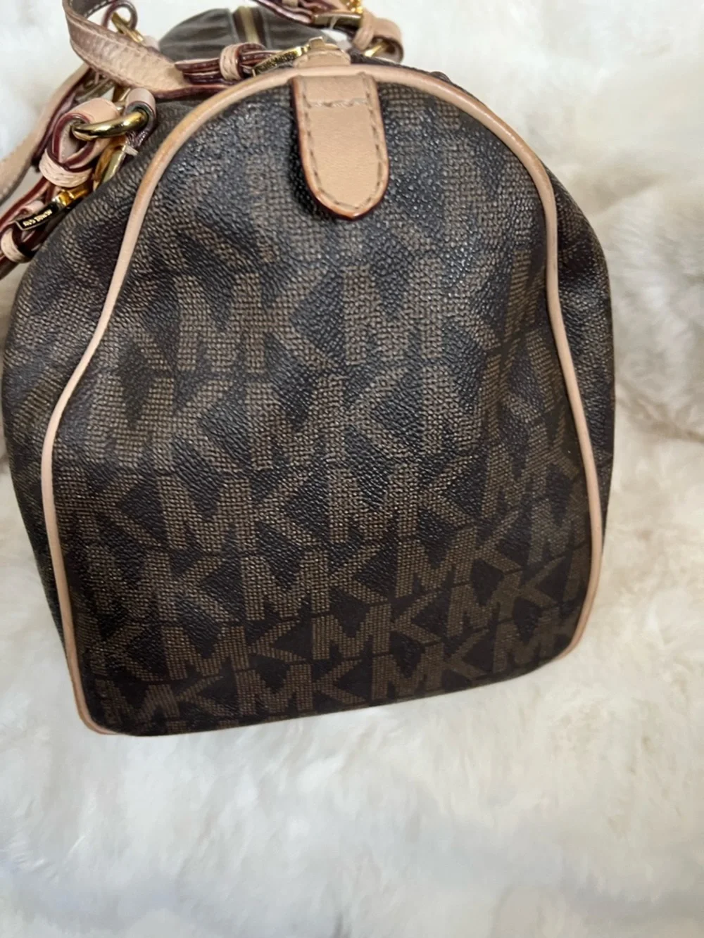 Michael Kors Brown Monogram Grayson Satchel with Gold Hardware vintage - Picture 12 of 16
